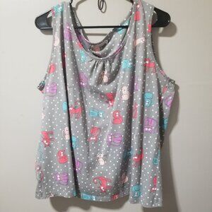 ❤️3/$12.  EnjoyNight sleepwear Sleeveless Tank top Cats Women's 2XL